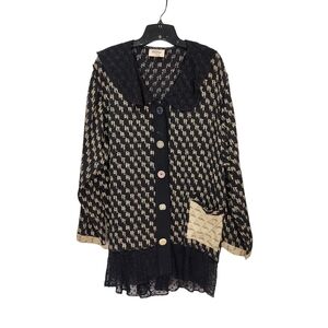 Hanna for La Journee Women's Vintage Knitted Lace Cardigan Lagenlook
